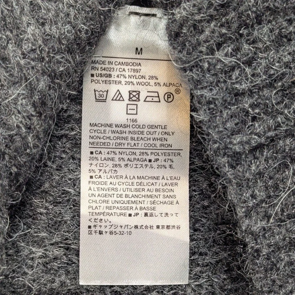 Banana Republic Mens M Gray Alpaca Wool Blend Fuzzy Crewneck Sweater 508998-01-1